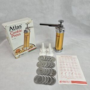 Vintage Marcato Atlas Cookie Press Complete 20 Discs 4 Tips No. 525 Italy